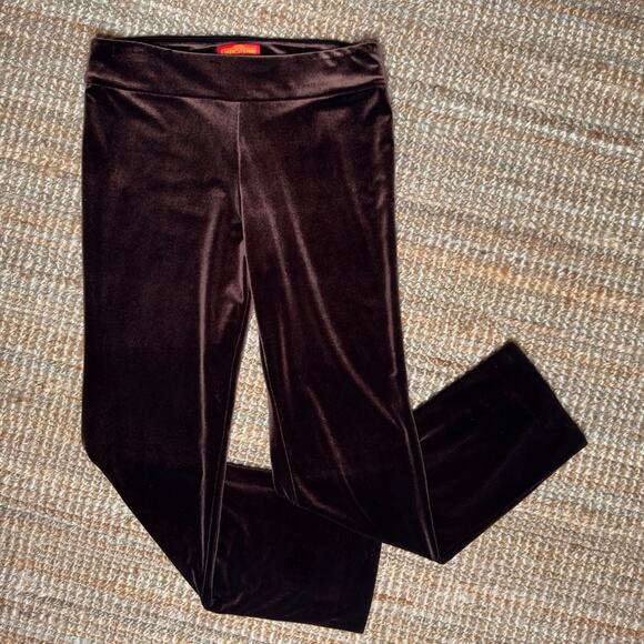 Krazy Larry Long Elegant Brown Velvet Pull-on Pants Women’s Size 12 - Picture 1 of 9